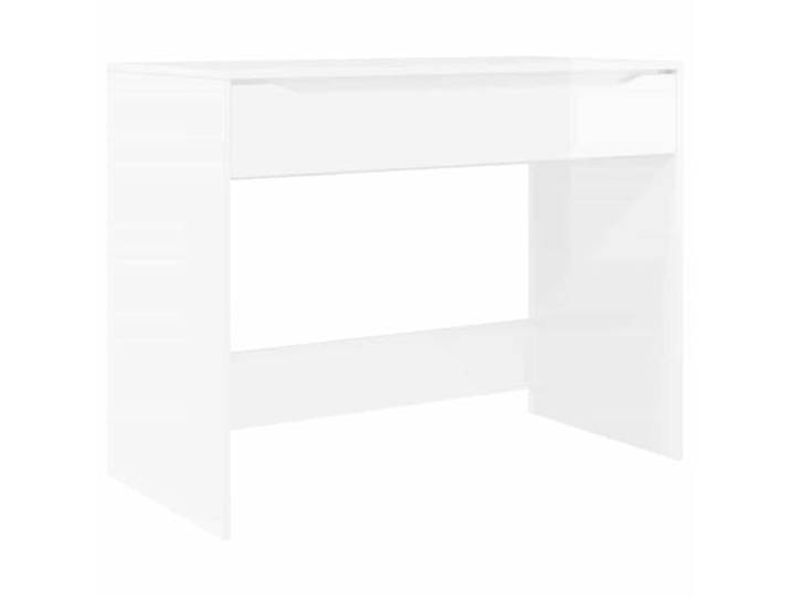 Tmriohed Schreibtisch mit Schublade 100x50x78cm Hochglanz Weiß Bürotisch Kompakter Arbeitsplatz fürs Schlafzimmer und Jugendzimmer, offene Rückwand zur Kabelführung sowie stabile Konstruktion.