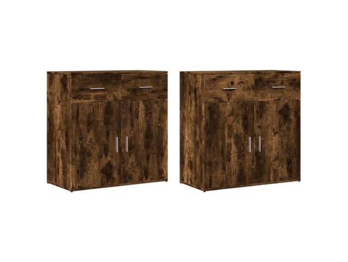 KGFHERENB Sideboard 2er Set Räuchereiche 79x38x80 cm Kommode Praktischer Stauraum für Wohnzimmer & Schlafzimmer: Robustes 2er Set Beistellschränke aus langlebigem Holzwerkstoff.