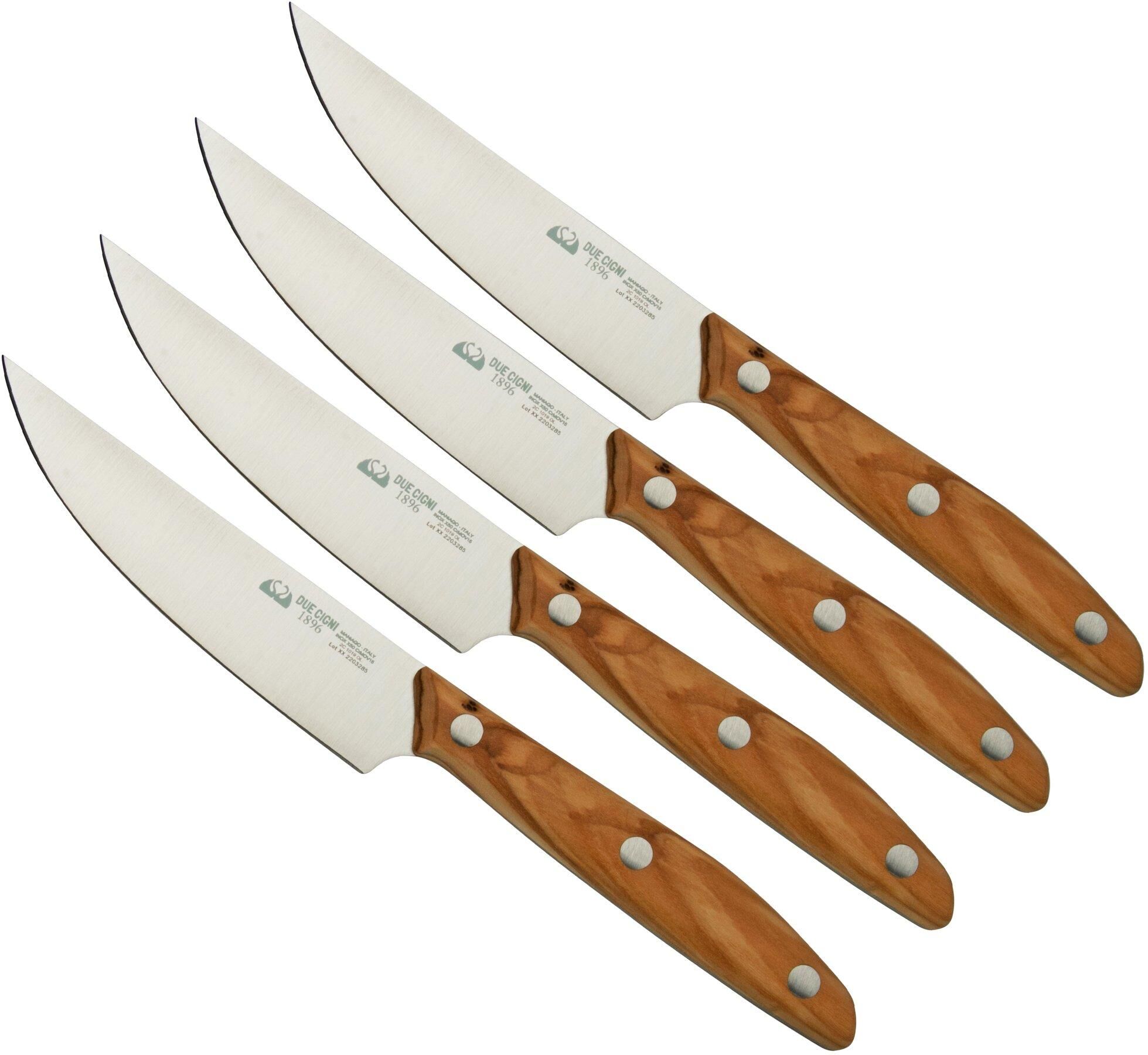 Due Cigni 1896 America DG2C1019OLSET4, set di coltelli da bistecca 4-pz, legno d'ulivo