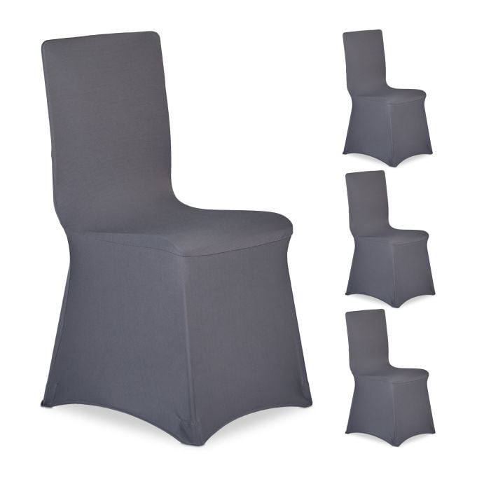 Relaxdays Set van 20 universele stretch stoelhoezen voor eetkamerstoelen, antracietgrijs