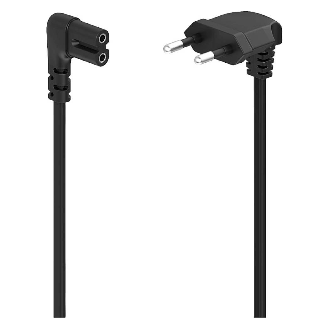 Hama Netzkabel, beidseitig gewinkelt, Euro-Stecker, Doppelnut/C7, 1,5 m, Schwarz (1.50 m) (00223282)
