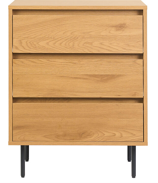 Miliboo Badezimmermöbel mit heller Holzoberfläche Eiche und schwarzem Metall B60 cm ARAGON