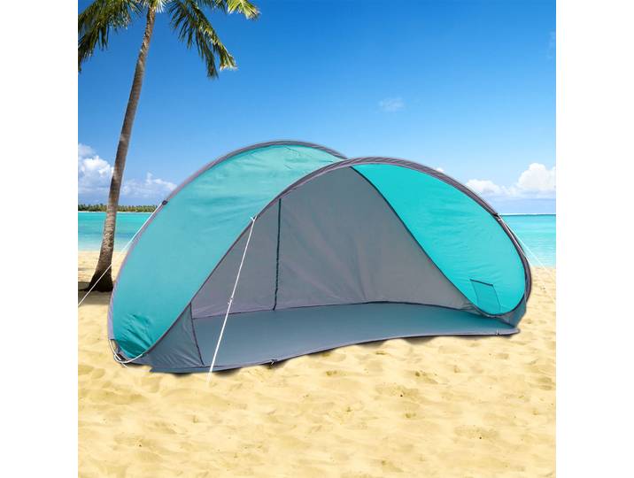 Pop-Up Strandmuschel, grau-türkis