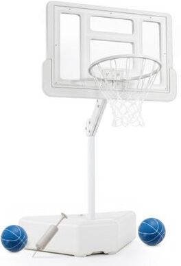 Costway Splash & Shoot Pool Basketball Hoop with Adjustable Height & 2 Balls and Pump-White
