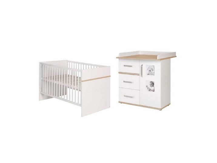 roba® Babymöbel-Set Pia, Gitterbett & breite Wickelkommode
