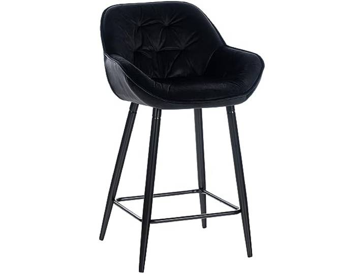 CLP Barhocker Gibson Samt I Gepolsterter Tresenstuhl Mit Fußstütze I Sitzhöhe 76 cm Farbe schwarz