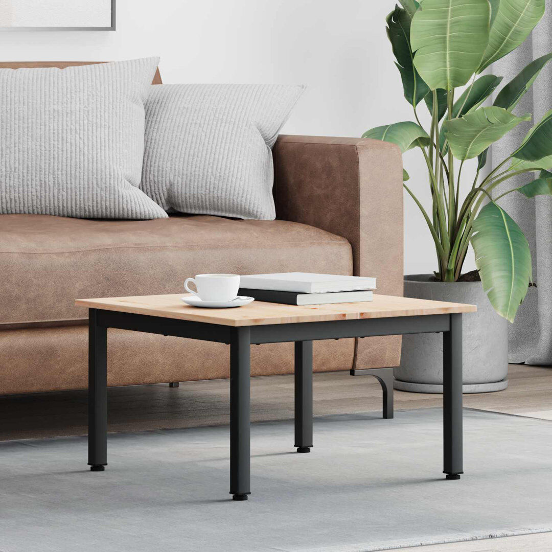 Ebern Designs Coffee Table Natural/Black 36cm. H x 60cm. L x 60cm. W