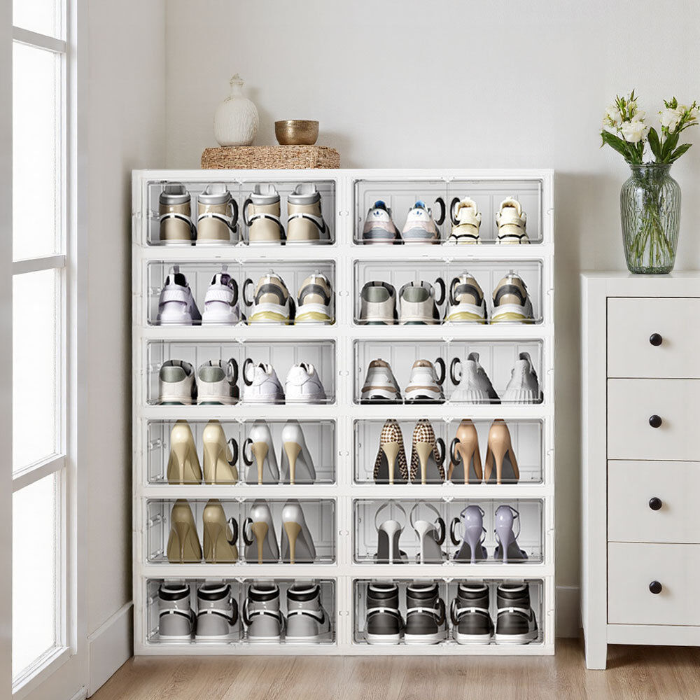 Rebrilliant 12 Pair Stackable Shoe Rack White 12