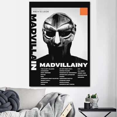 Inspired Finds MF DOOM Album Cover Canvas Wall Art Poster For Music Lovers Room Decor bold Villain 15.75x23.62in No Frame