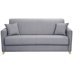 Skandinavische Schlafcouch hellgrau mit Matratze 18 cm 3-Sitzer SKANDY