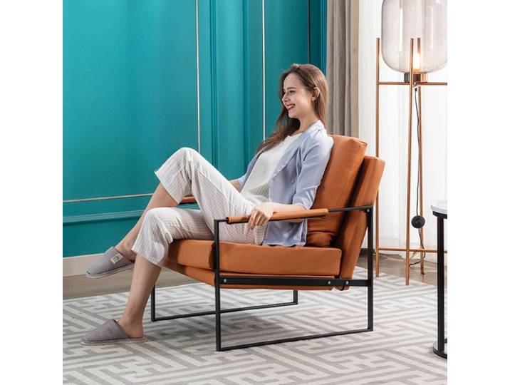 Canapé paresseux simple nordique italien léger, chaise de loisirs de luxe en fer forgé, balcon, chambre à coucher, salon