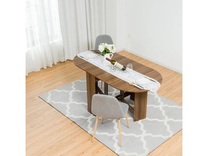 DREAMADE Table de Salle à Manger Pliante Table Pliante de Cuisine Multifonctionnelle avec Plateau Ovale Economiser de l'Espace