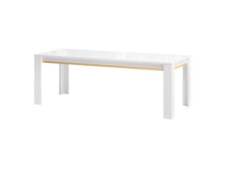 JEMMA - Table 190x90cm Laquée Blanc et Décor Doré