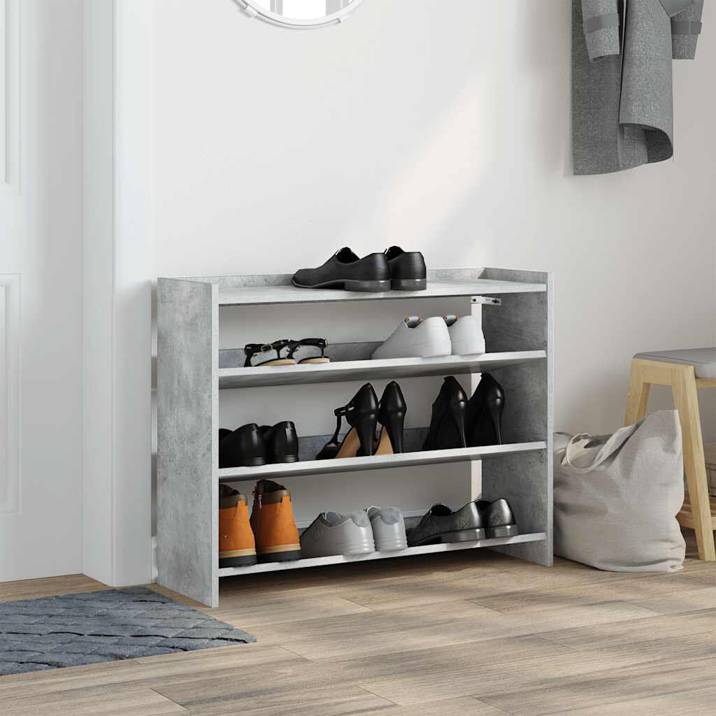17 Stories 12 Pair Shoe Rack Concrete Oak 12