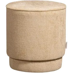 Hocker Pearl aus Chenille-Stoff, rund gepolstert, modernes Design, Farbe Butter, Ø 40 cm