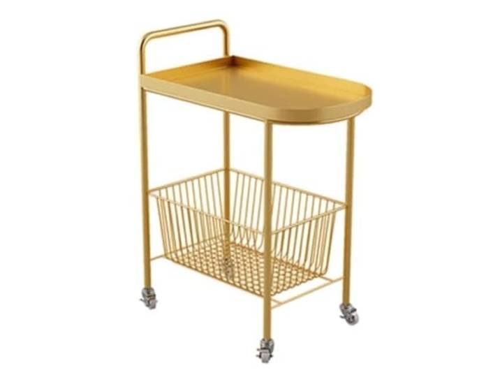 DFHetFH Rollwagen 2-stufiger Küchen-Aufbewahrungswagen Mit Rädern, Mobiler Rollwagen Aus Metall, Aufbewahrungswagen Für Zuhause Und Hotel Küchenwagen(Gold)