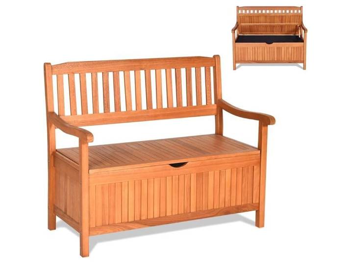 Banc d'Extérieur - RELAX4LIFE- en Bois d'Acacia - Espace de Rangement-Coffre de Jardin - Accoudoirs et Dossiers Hauts -Charge 360KG