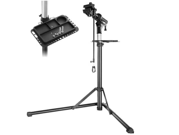 tectake® Support Velo Pieds d'atelier Charge 50 kg Support Vélo\, Montage Entretien Reparation VTT Vélo electrique Velo de course Réglable Pliable - 108x81x106-169 cm