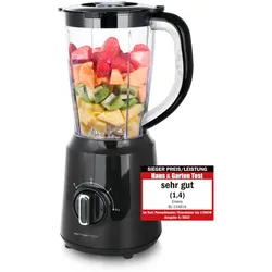 Emerio Blender 1,5 L – Smoothie-Maker mit 2 Geschwindigkeiten – Edelstahlmesser & spülmaschinengeeignet – 500 W – Blender-to-Go BL-124816.8 – Schwarz