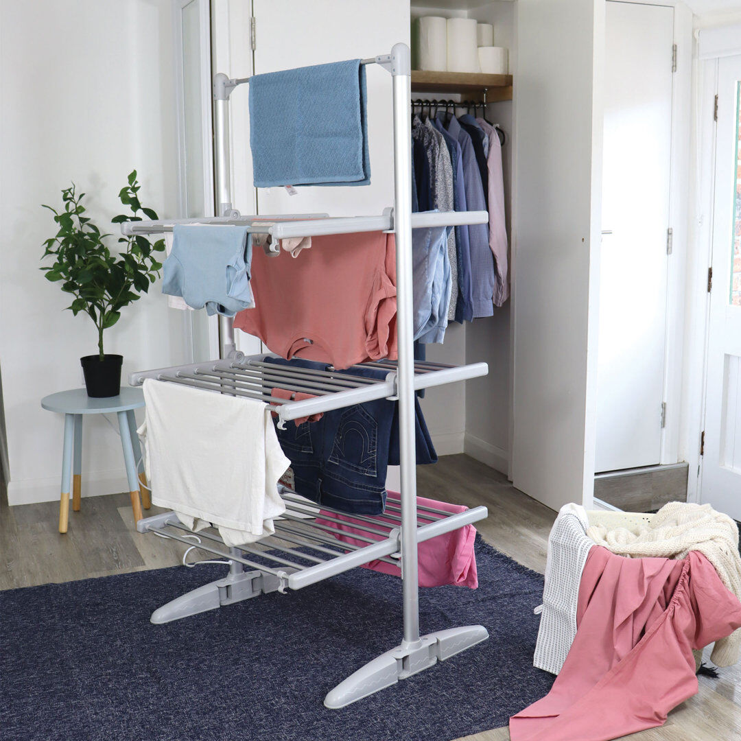 Igenix 3 Tier Heated Clothes Airer 147cm H X 730cm W X 70cm D