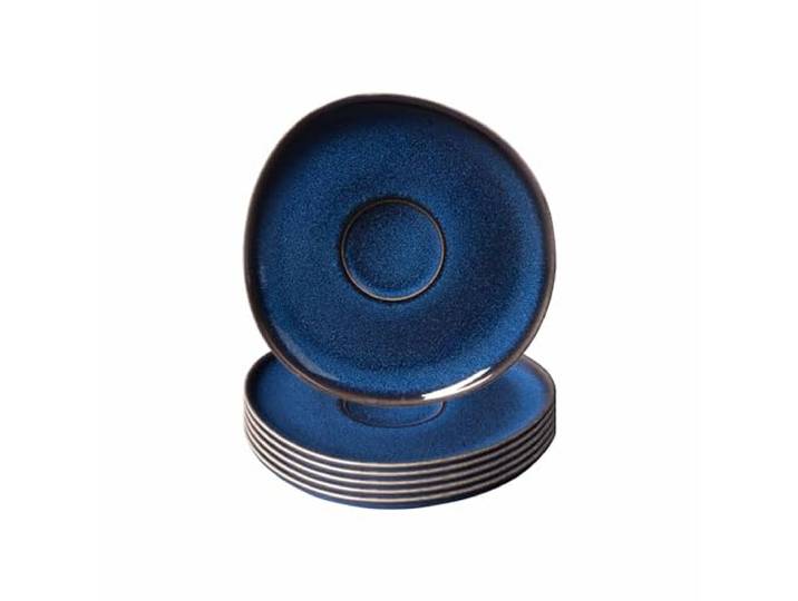 Villeroy & Boch like. by Lave Bleu Kaffeeuntertassen 6er Set, 15 cm, Untertassen mit einzigartiger Glasur, Steingut, Blau