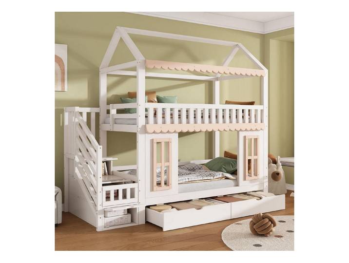 LuxusKollektion Etagenbett Kinder Etagenbett 90x200 mit Stauraum (1-St)
