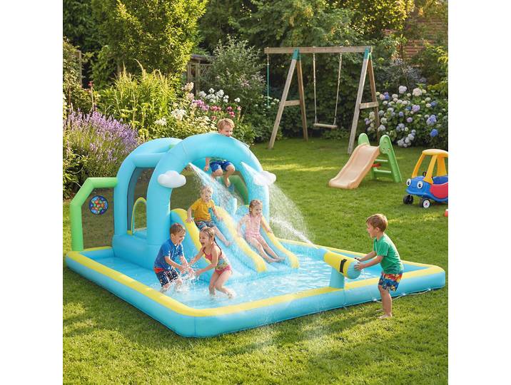 AIYAPLAY Château Gonflable 7-en-1 avec Toboggans et Piscine