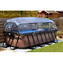 Exit rechteckiger Rahmenpool Premium mit Sandfilteranlage und Sonnendach 400 x 200 cm braun