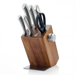 Arendo Messerblock, 6-teilig mit Holzblock & Edelstahl Messern, inkl. Schärfer und Schere, nan
