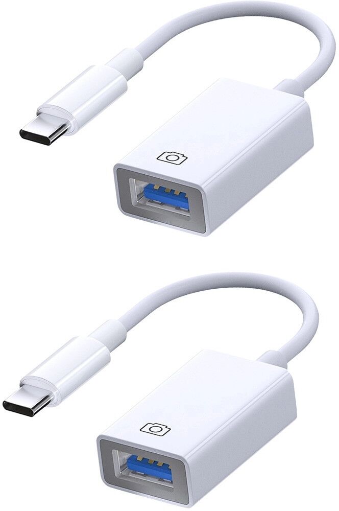 INF USB-C-zu-USB-SD-Kartenleser-Adapter im 2er-Set, weißes ABS, Type-C-Datentransfer und Ladezubehör