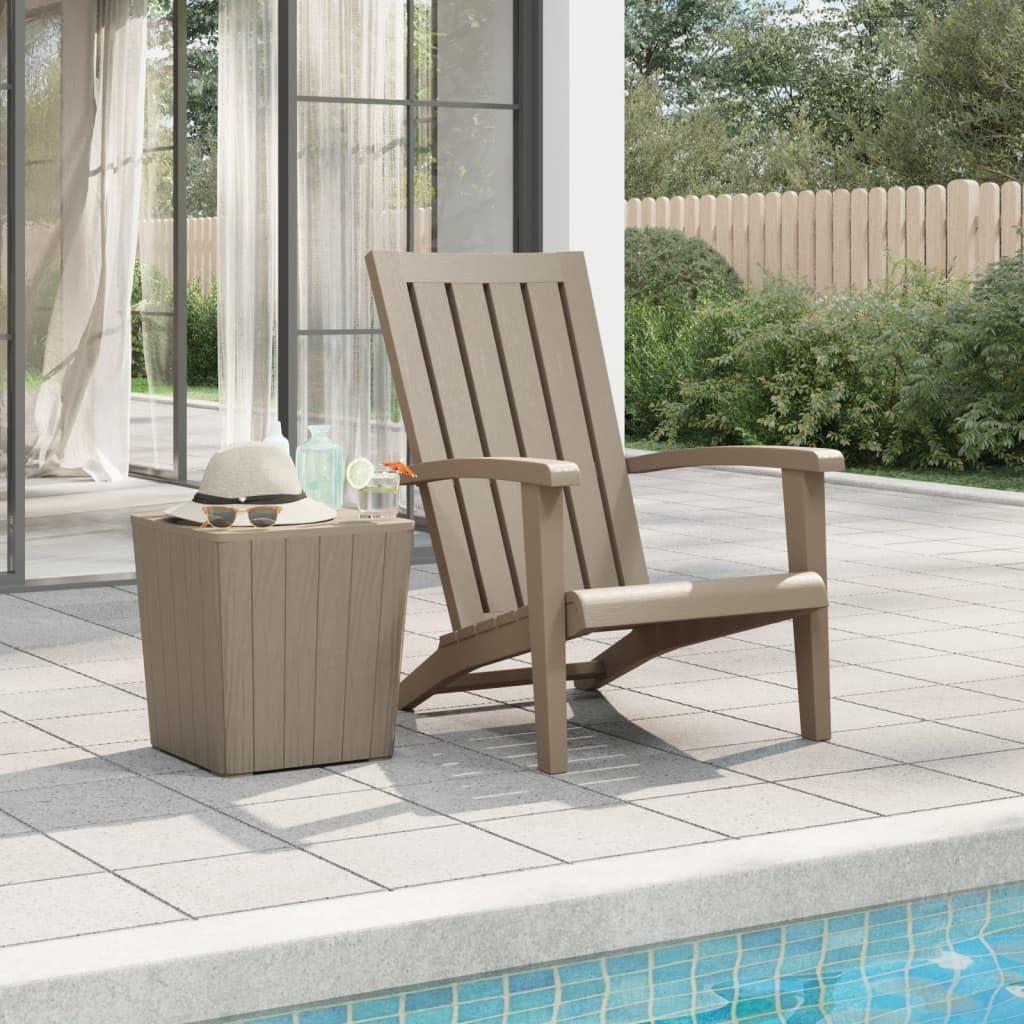 Hellbrauner Adirondack-Gartenstuhl aus Polypropylen, witterungsbeständig, 63x85x93 cm, für Terrasse und Außenbereich, bequeme Sitzgelegenheit
