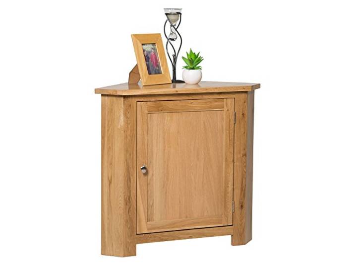 Hallowood Furniture Waverly Eiche Kleiner Eckschrank Massivholz 1 Tür Kleiner Schrank mit Verstellbarem Regal Helle Eiche Kleiner Aufbewahrungsschrank Eckeinheit für Wohnzimmer Schlafzimmer