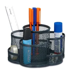 Relaxdays Drehbarer Stiftehalter mit 7 Fächern Anthrazit