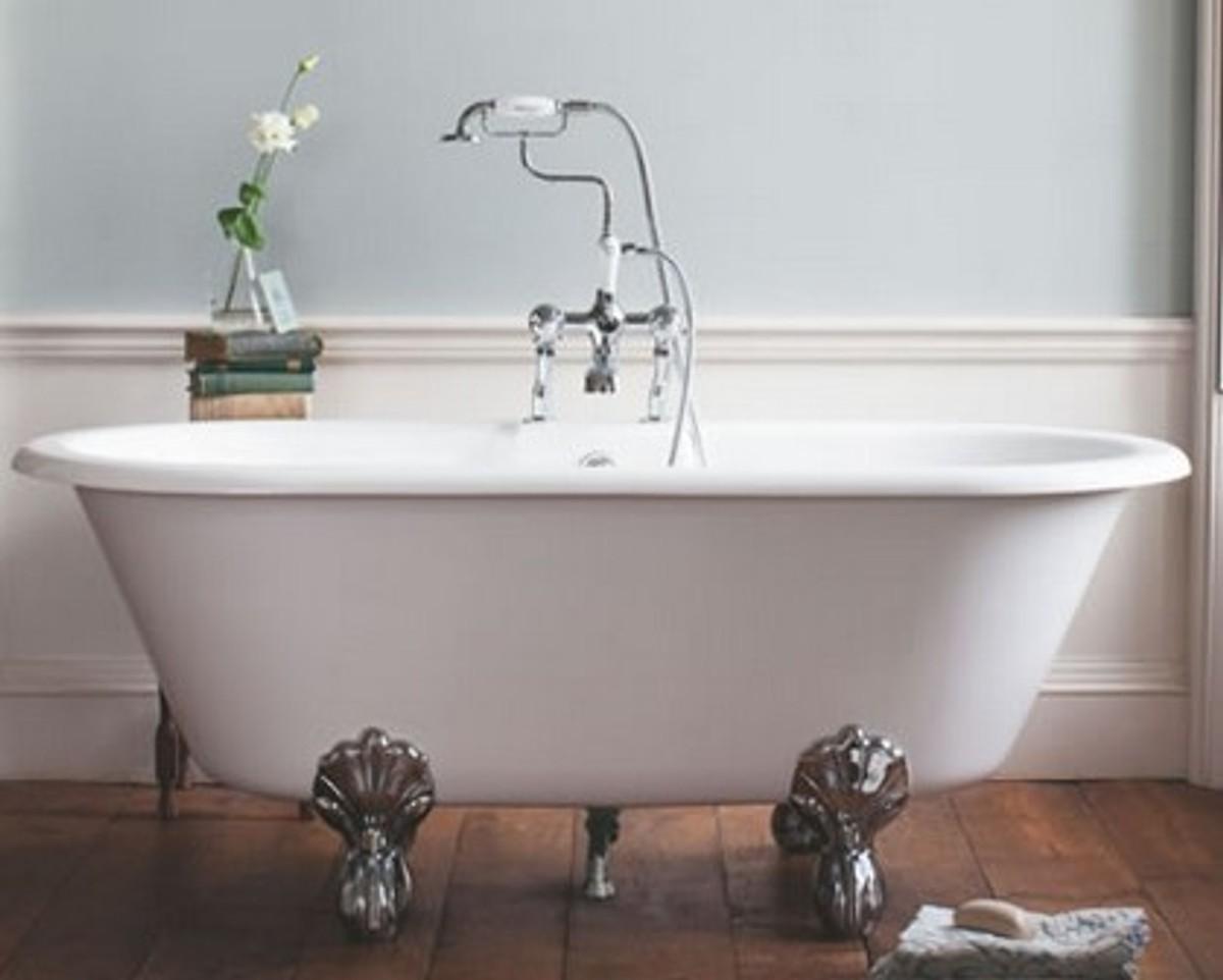 Casa Padrino Jugendstil Badewanne Naturstein freistehend 1700mm BBlan Weiß - Freistehende Retro Antik Badewanne