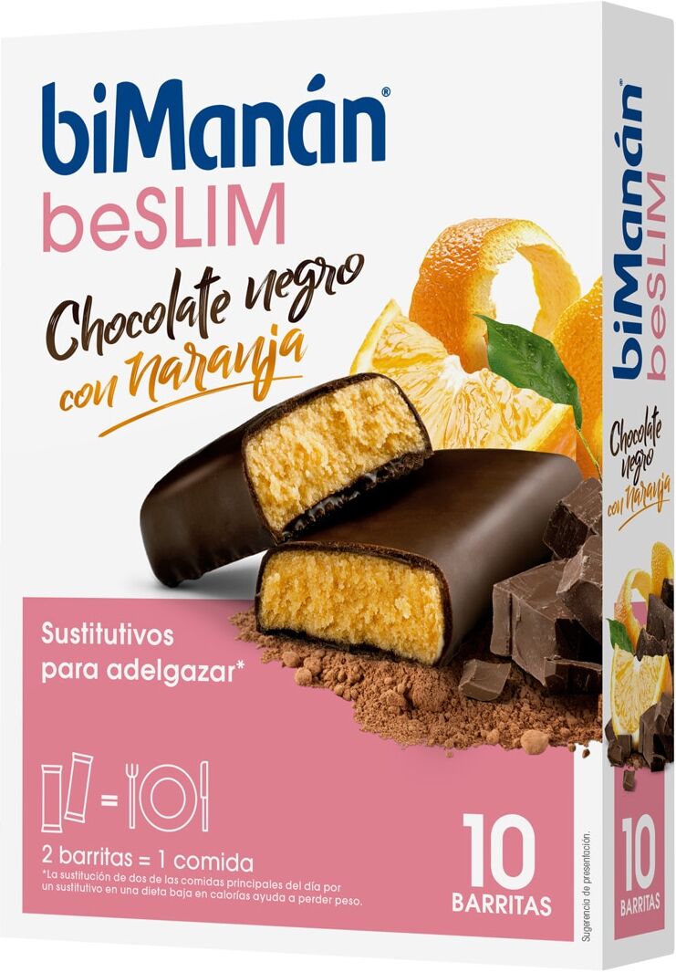 BiManán® Barritas Chocolate y Naranja Sustitutive Bimanán.