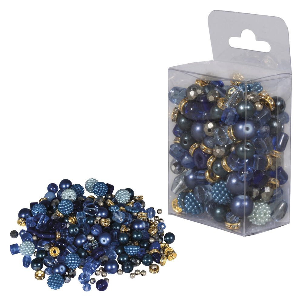 Rayher Perlen-Set Glasperlenmix mit Effektperlen royalblau 14877376