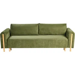 SCHLAFSOFA 3-Sitzer Stoff Grün mit Stauraum Kvam
