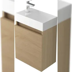Alpenberger Gäste WC Badmöbel Set | Waschbecken mit Unterschrank Waschplätze | Waschbeckenunterschrank Waschtisch, Badschrank Badezimmerschrank Schmal