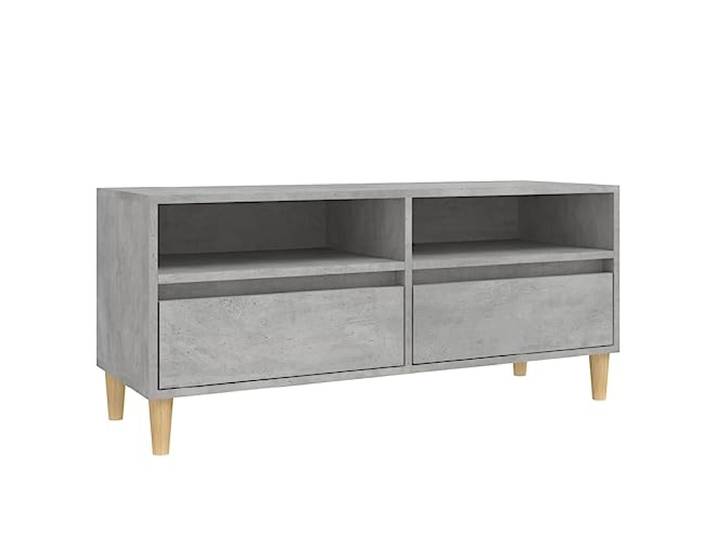 hliofuir TV-Schrank Betongrau 100x34,5x44,5 cm Lowboard Fernsehtisch Kompaktes Lowboard für Wohnzimmer und Schlafzimmer mit geräumigen Fächern für Mediengeräte und Dekoration.