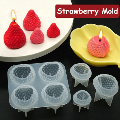 Inspire Essentials 3D Strawberry Silicone Candle Mold For DIY Candle Making And Home Decor 3pcs Sml