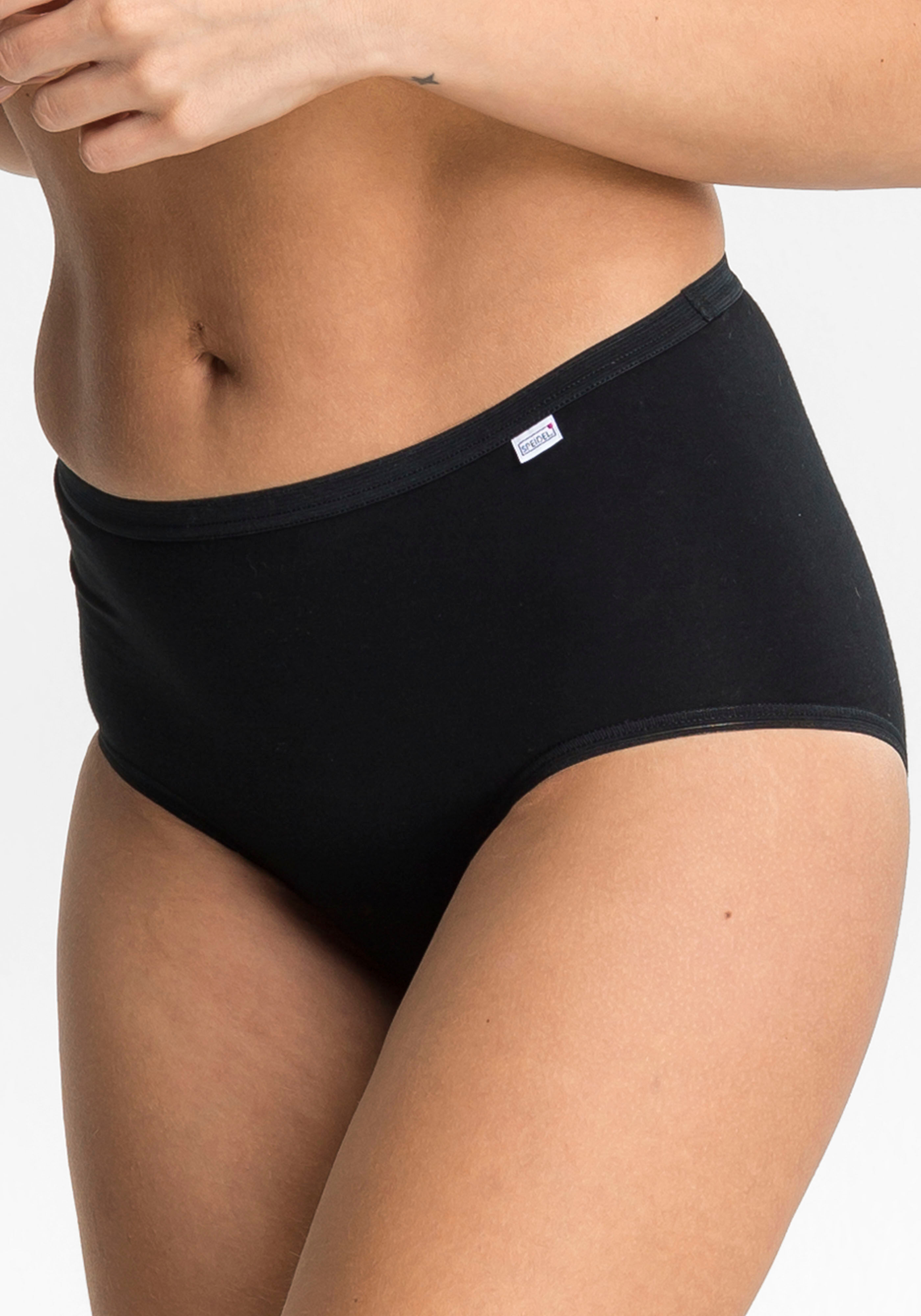 Taillenslip SPEIDEL "Britta", Damen, Gr. 50, schwarz, Obermaterial: 95% Baumwolle, 5% Elasthan (LYCRA), unifarben, bequem, Unterhosen Taillenslip, bequem, elastisch, basic, Baumwollmix schwarz 50
