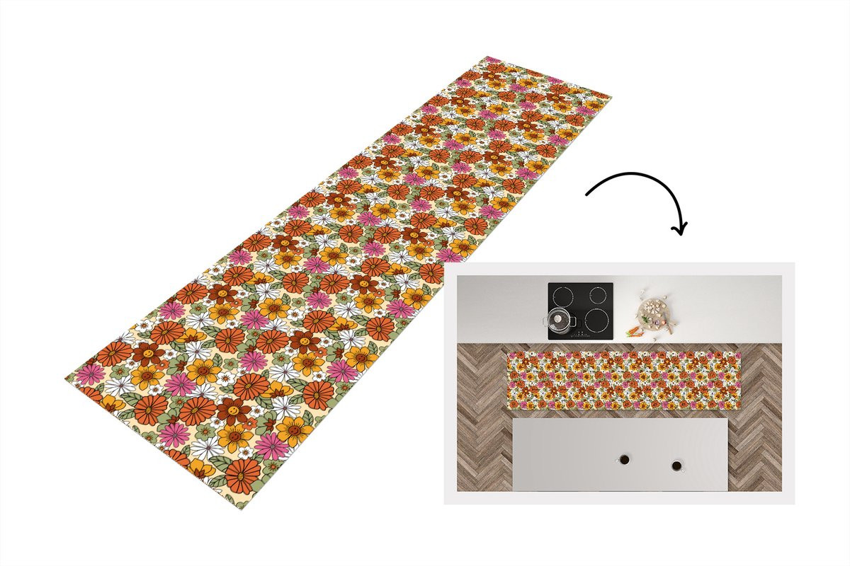 KitchenYeah Keukenloper Vintage Bloemen Vinyl - Rect으로ngulair