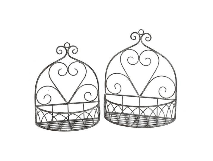 Wandregal AMBIENTE HAUS Aufbewahrungsregal 2er Set rund in grau , grau, B:37cm H:45cm T:18cm, Metall, Regale, Wandregal, für Innen- und Aussenbereich