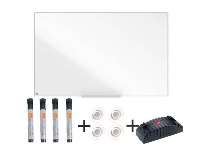 Nobo Pack Tableau blanc laqué Nano clean - L.120 x H.90 cm - 9 accessoires - Magnétique - Cadre Aluminium