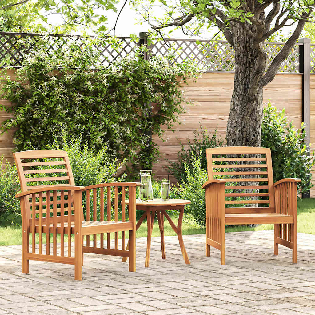 vidaXL Sillas de jardín 2 unidades madera maciza de acacia Marrón