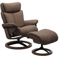 Stressless Sessel mit Hocker Magic Signature Leder Braun Batick Mole S (Small)