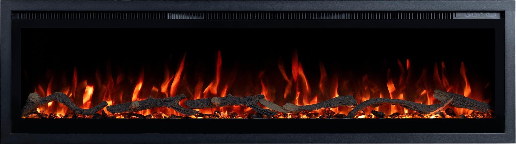 Elektrischer Kamin Emotion Flame Regal 126 - Premium-Feuer - zur Wandmontage und zum Einbau - 126x35x12 cm - LED-Kamin mit Heizung 900/1800 W
