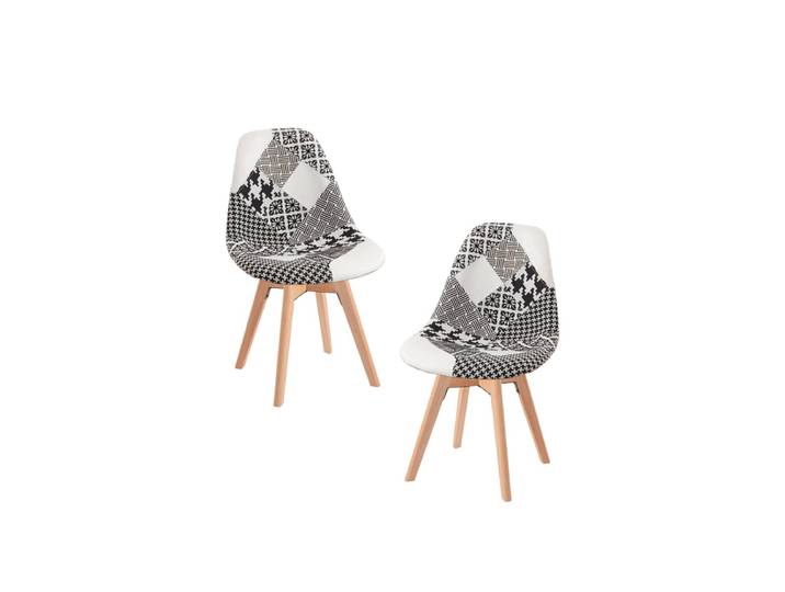 2er Set Stühle Synk Patchwork - Patchwork Weiß und Schwarz