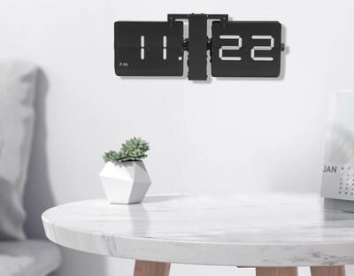 Inspired Living Retro Flip Clock Battery Operated Wall And Tabletop Vintage Desk Clock With Large Digital Display Retro Flip Clock Battery Operated Wall And Tabletop Vintage Desk Clock With Large Digital Display