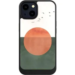 Nivocase Hülle für Apple iPhone 14 Handyhülle NIVOcore Case Schwarz Sonnenschein Sonnenuntergang Vogel (Apple iPhone 14), Smartphone Hülle, Schwarz